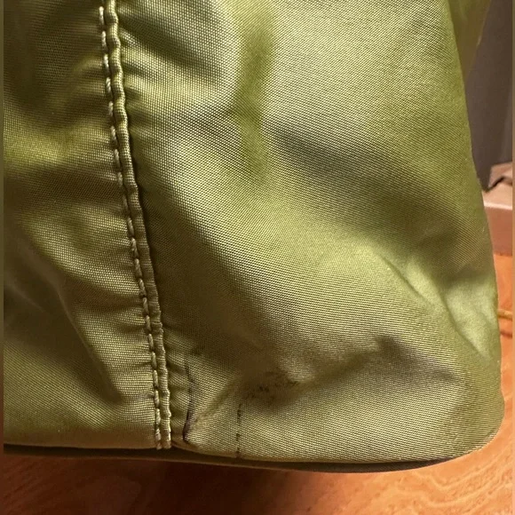 Prada Green Nylon Tote w/ Leather Trim - Picture 7 of 12